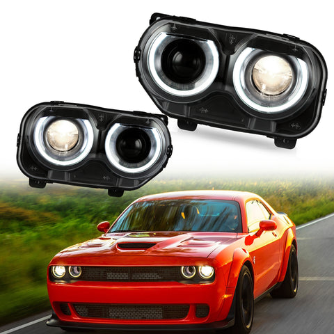 Vland Dual Beam HeadLights Fit Dodge Challenger 3th Gen 15-24