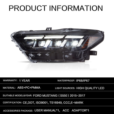 Pre-Sale Vland Headlights Fit 2015-2017 Ford Mustang（S550）