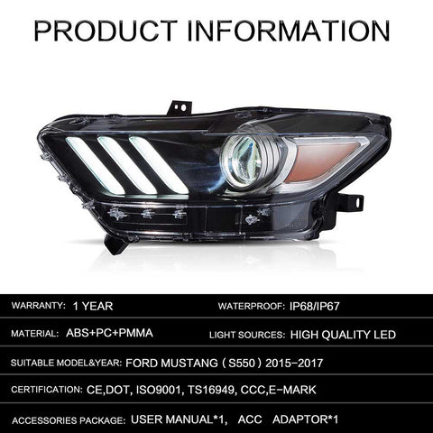 Pre-Sale Vland Headlights Fit Ford Mustang（S550）2015-2017